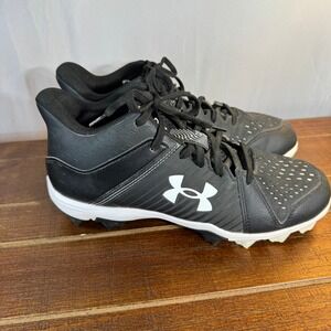 Under Armour Leadoff Mid RM Baseball Cleats Mens 7.5 Black White Sports Athletic